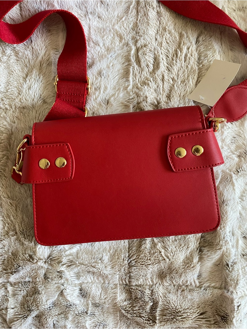 Red Pearl Bee Accent embellished Crossbody Bag - 9” - Picture 8 of 9